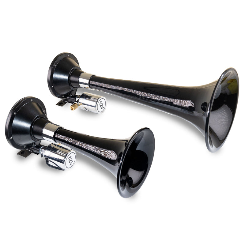 Kleinn Black Dual Horn/ 13In/8In - High Impact ABS Trumpet/ Zinc Alloy Base