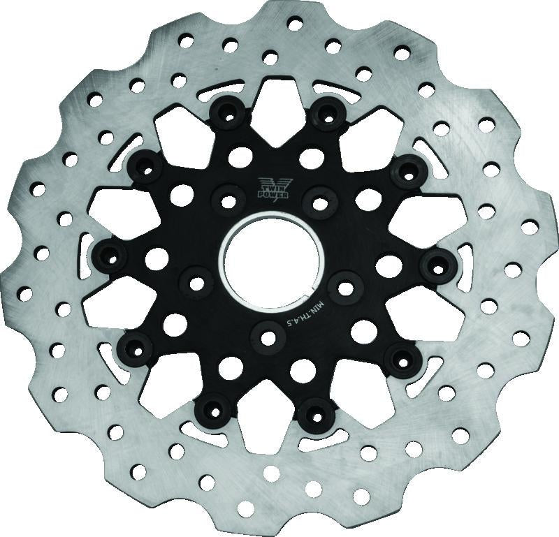 Twin Power 84-17 BT Exc 11.8 and Lug Mount 84-13 XL Front 11.5 Scalloped Floating Rotor Black Mesh