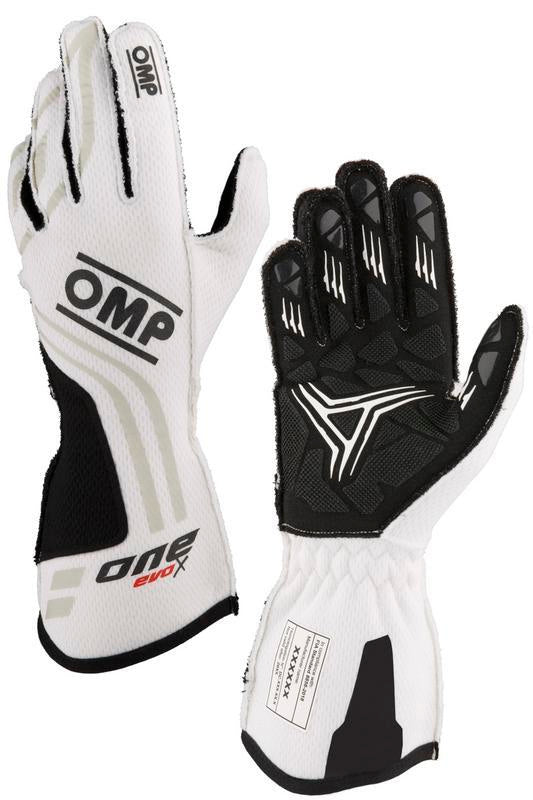 OMP ONE EVO-X MY24 GLOVES FIA 8856-2018 WHITE SZ L