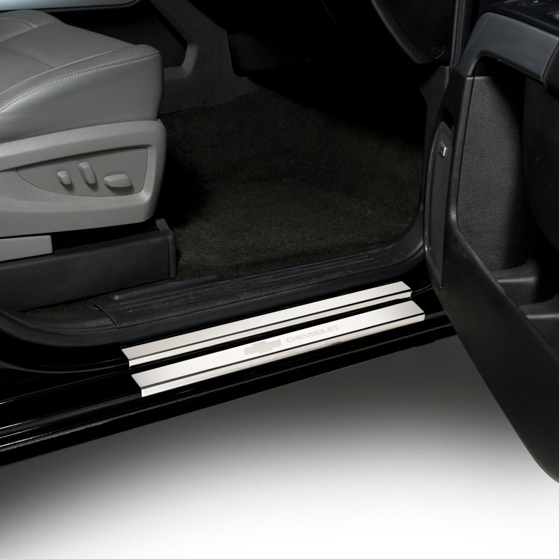 Putco 2019+ Chevrolet Silv LD Fits Double Cab and Regular Cab (2pc) w/ Bow Tie Etching SS Door Sills