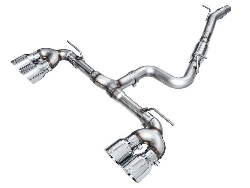 AWE Tuning MK8 Volkswagen Golf R 3in Track Edition Quad Exhaust - Chrome Silver Tips