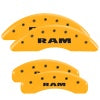 MGP 4 Caliper Covers Engraved Front & Rear 2019 Ram 1500 Yellow Finish Black RAM Logo