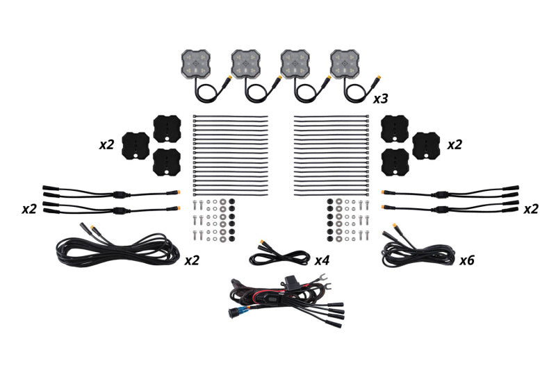Diode Dynamics Rock Light - Red/White - M8 Magnet 12-Pack