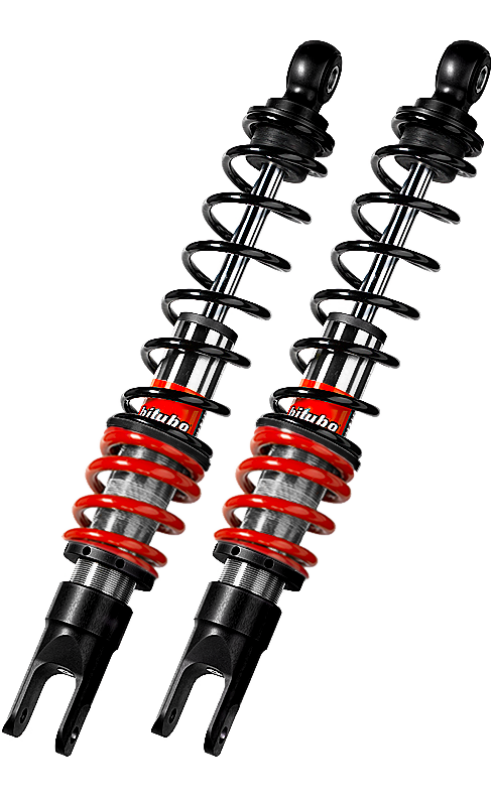 Bitubo YRB0 Twinshocks Front Adjustable: Spring Preload, Red And Black Springs