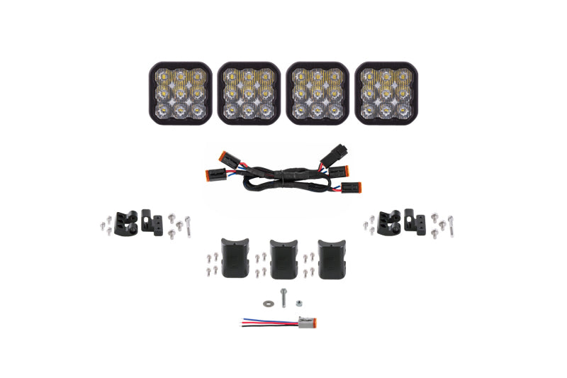 Diode Dynamics SS5 Sport Universal CrossLink 4-Pod Lightbar - White Driving