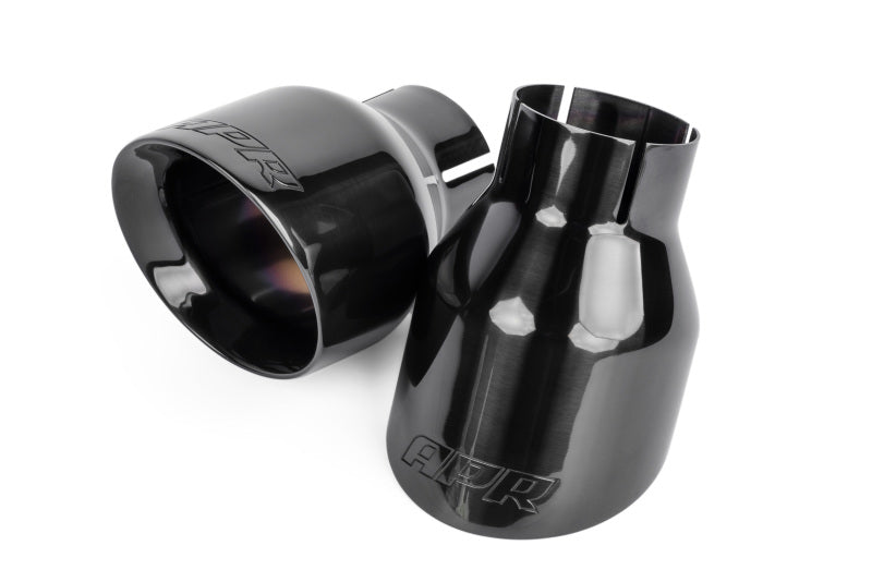 APR Double-Walled 4in Slash-Cut Tips - Polished Diamond Black - Set of 2