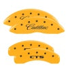MGP 4 Caliper Covers Engraved Front Cursive/Cadillac Engraved Rear CTS Yellow finish black ch