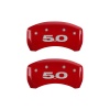 MGP Rear set 2 Caliper Covers Engraved Rear 50 Red finish silver ch