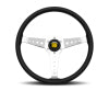 Momo California Steering Wheel 360 mm - Black Leather/White Stitch/Polished Spokes