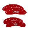 MGP 4 Caliper Covers Engraved Front JEEP Engraved Rear JEEP Grill logo Red finish silver ch