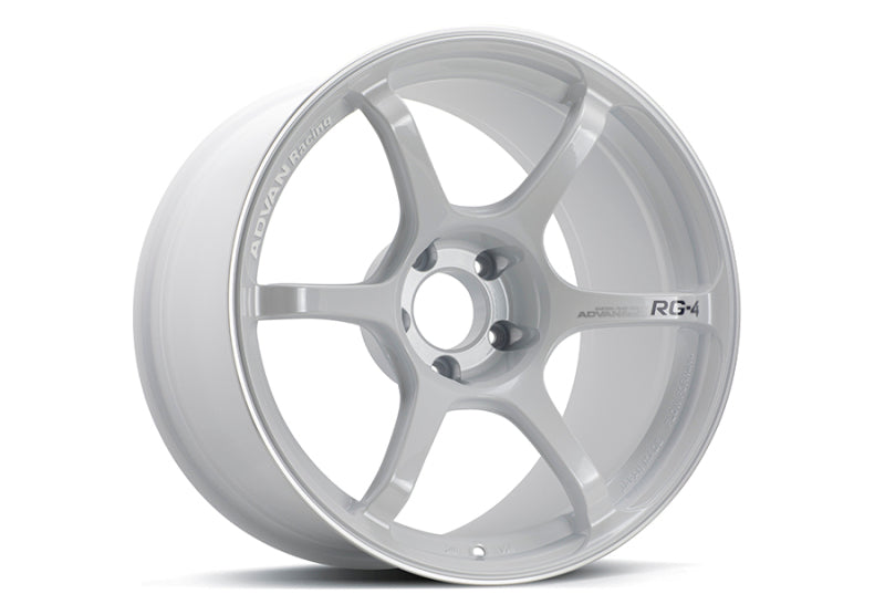 Advan RG-4 18x7 +41 4x100 Racing White Metallic and Ring Wheel