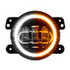 XK Glow 4in Fog Light JEEP 2pc Kit w/ Switchback Halo White DRL + Amber Turn Signal