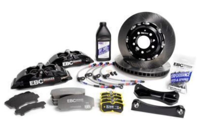 EBC Racing Volkswagen Polo GTI (AW) Black Apollo-6 Calipers 355mm Rotors Front Big Brake Kit