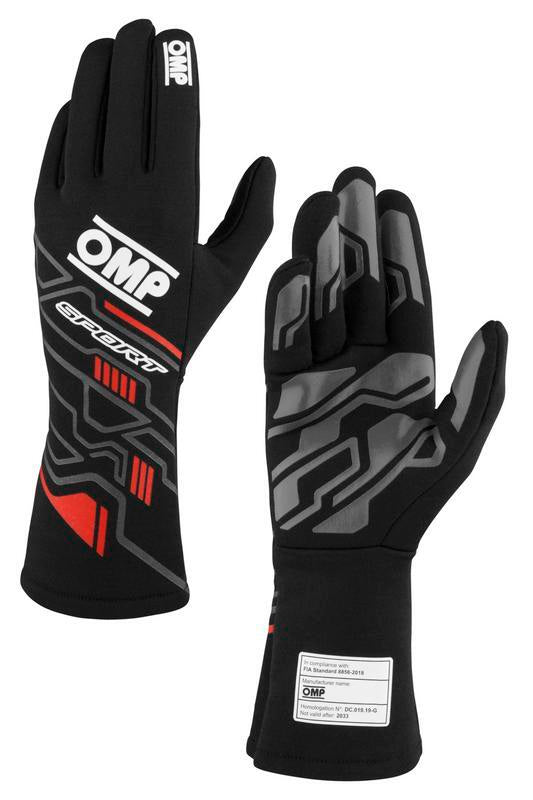 OMP SPORT GLOVES FIA 8856-2018 MY2025 BLACK / RED SZ XL