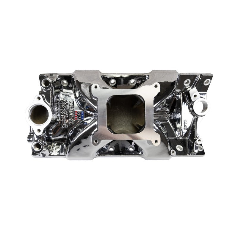 Edelbrock Chevy SB Victor Jr. 23 Degree Intake Manifold - Chrome Plasma Finish