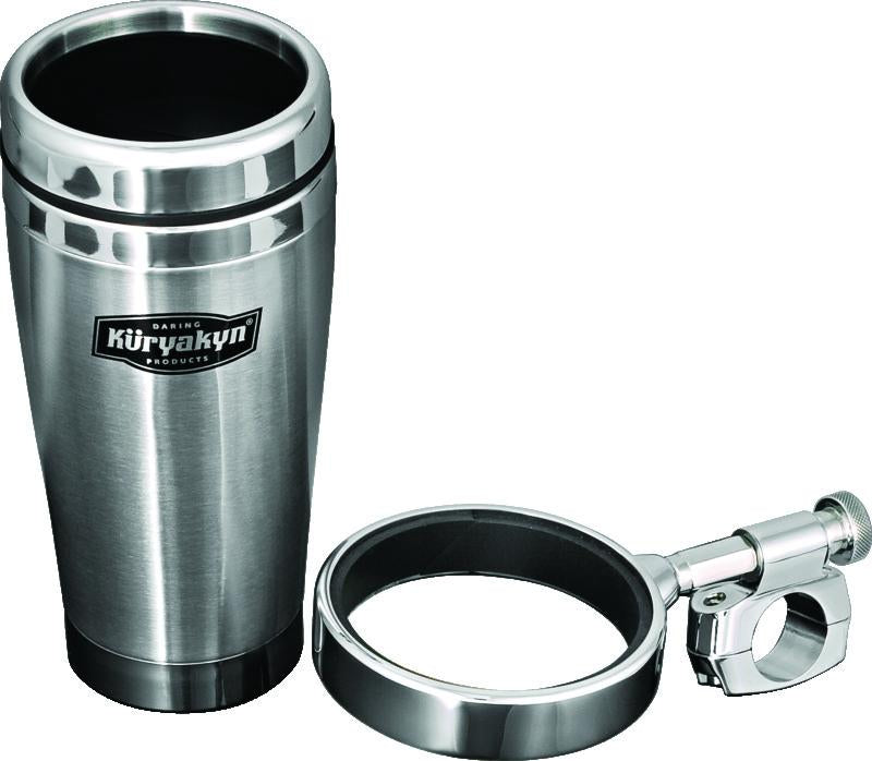 Kuryakyn Drink Holder With Stainless Steel Mug 1 inch Bar Clamp Chrome