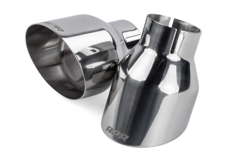 APR Single-Walled 4in Slash-Cut Tips - Polished Silver - Set of 2