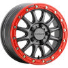 Raceline A14GR Alpha 15x7in/4x156 BP/10mm Offset/132.5mm Bore - Gunmetal & Red Ring Beadlock Wheel
