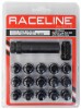 Raceline Spline Lug Nut Kit with Spline Key 12 x 1.5 - 16 Pack - Black