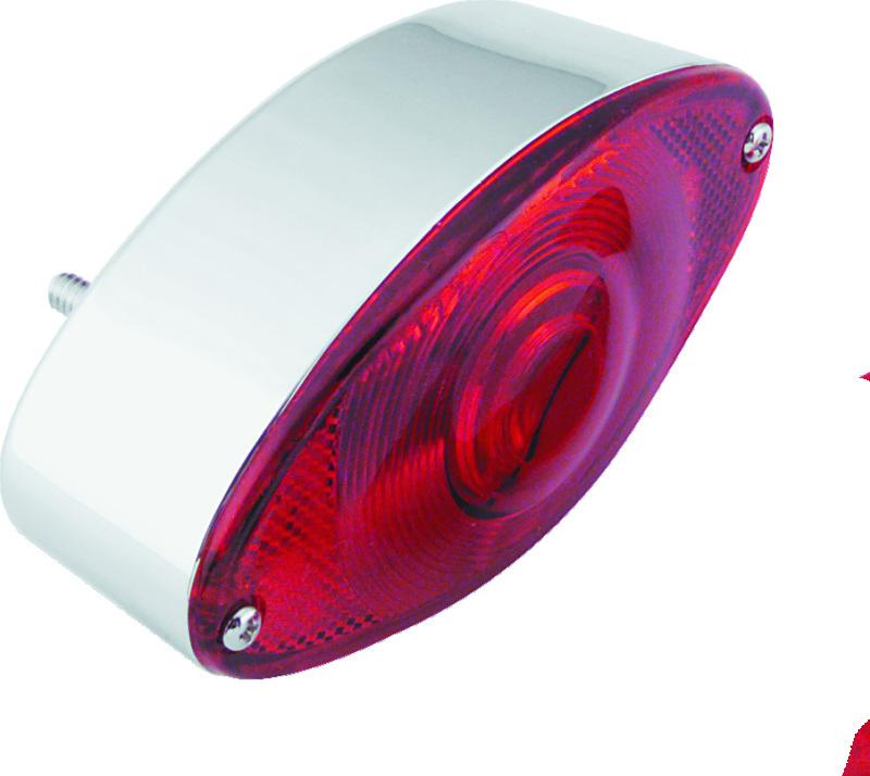 Bikers Choice Chrome Cat Eye Tail Lamp Assembly Red Lens Universal Custom