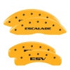 MGP 4 Caliper Covers Engraved Front Escalade Engraved Rear ESV Yellow finish black ch