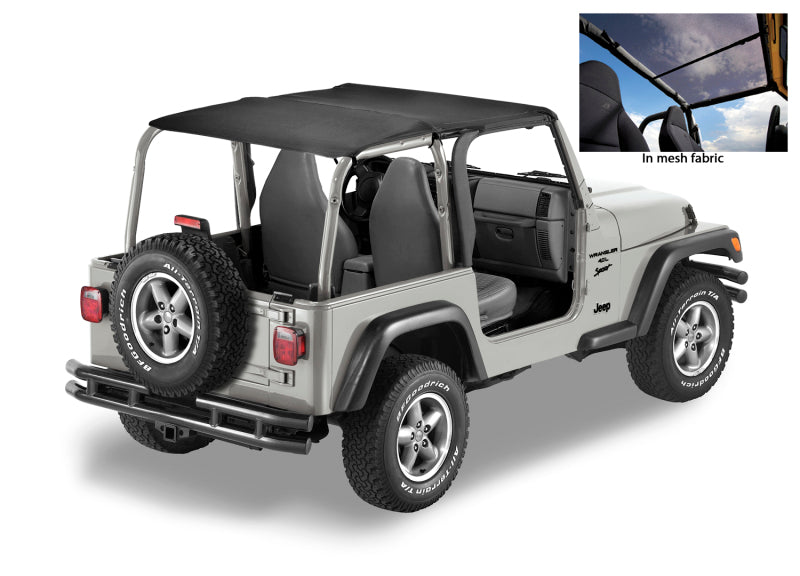 Bestop 97-02 Jeep Wrangler TJ Header Safari Bikini (Mesh)