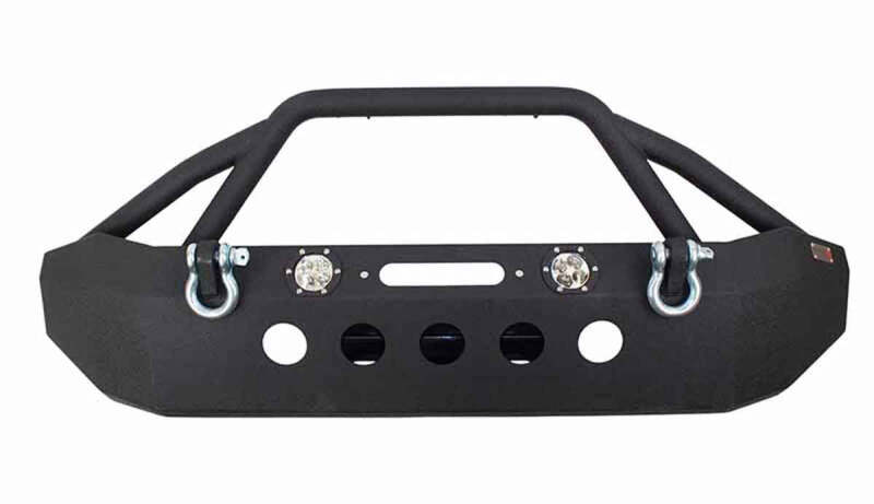 Fishbone Offroad 07-18 Jeep Wrangler Front Winch Bumper W/LEDs Full Width - Blk Textured Powdercoat