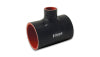 Vibrant 4 Ply Reinforced Silicone T Adapter - 2in Outlet ID x 4in OAL x 1in Branch ID (BLACK)