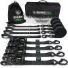 Rhino USA Heavy Duty Ratchet Tie-Down 4-Pack (Black) 1.6In X 8Ft