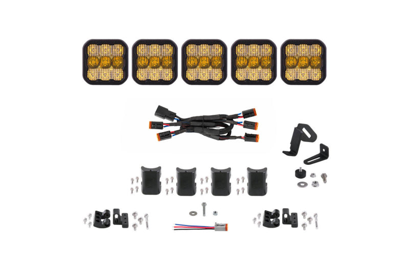 Diode Dynamics SS5 Sport Universal CrossLink 5-Pod Lightbar - Yellow Combo