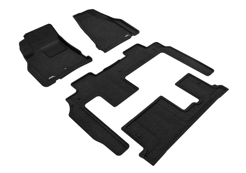3D MAXpider 09-17 Chevrolet Traverse w Bench 2nd Row Elegant 1st 2nd 3rd Row - Floor Mat Set (Black)