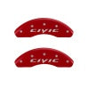 MGP Front set 2 Caliper Covers Engraved Front 2015/Civic Red finish silver ch