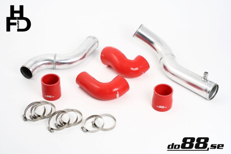 do88 Volvo 7/940 Turbo Top Connection Pipe Kit Red Hoses 3in Throttle Body