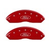 MGP Front set 2 Caliper Covers Engraved Front Oval logo/Ford Red finish silver ch