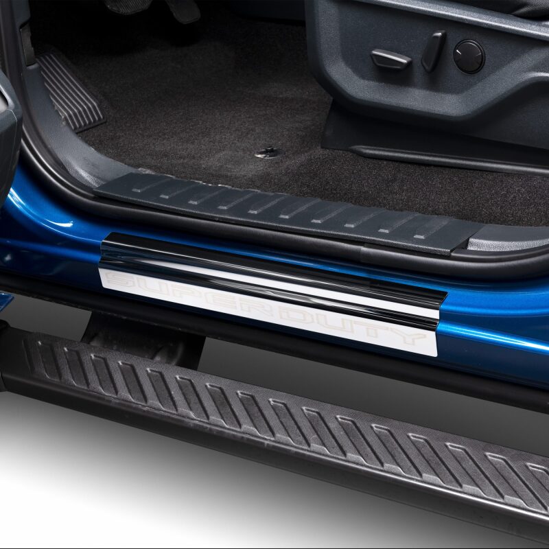 Putco 99-16 Ford SuperDuty Regular Cab & Super Cab w/ SUPERDUTY Etching - 2pcs SS Door Sills