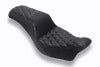 Mustang 06-17 HD Dble Diamond Squareback One-Piece, 2 Up Dyna Black w/Gunmetal Thread