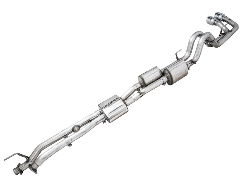 AWE Tuning 16-22 Toyota Tacoma 0FG Cat-Back Exhaust w/ BashGuard - Dual Chrome Silver Tips