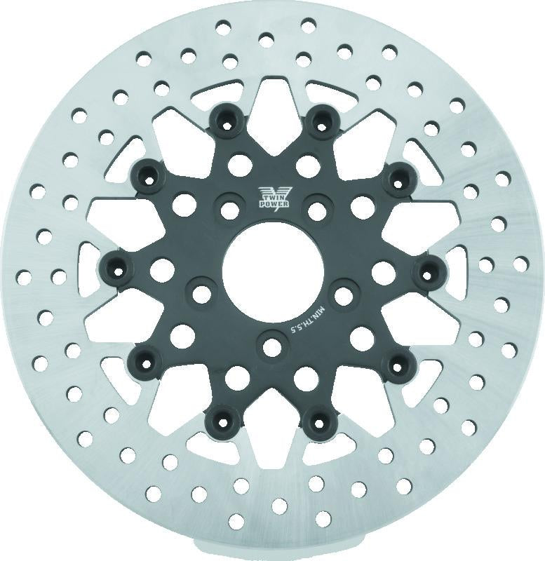 Twin Power 08-Up FLH FLT Rear 11.8in Floating Rotor Mesh Black