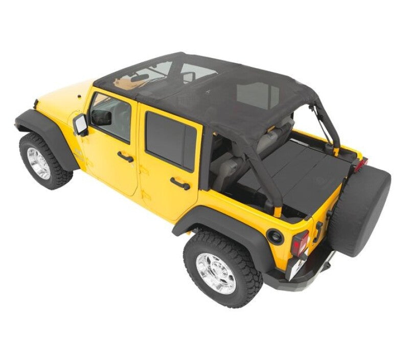 Bestop 10-18 Jeep Wrangler JK 4-Door Header Safari Cable Style Bikini (Mesh)