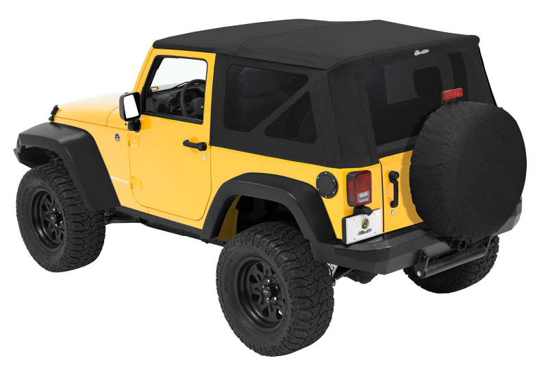Bestop 07-09 Jeep Wrangler JK 2-Door Rep A-Top (Blk Diamond Sailcloth Tinted Windows No Door Skins)