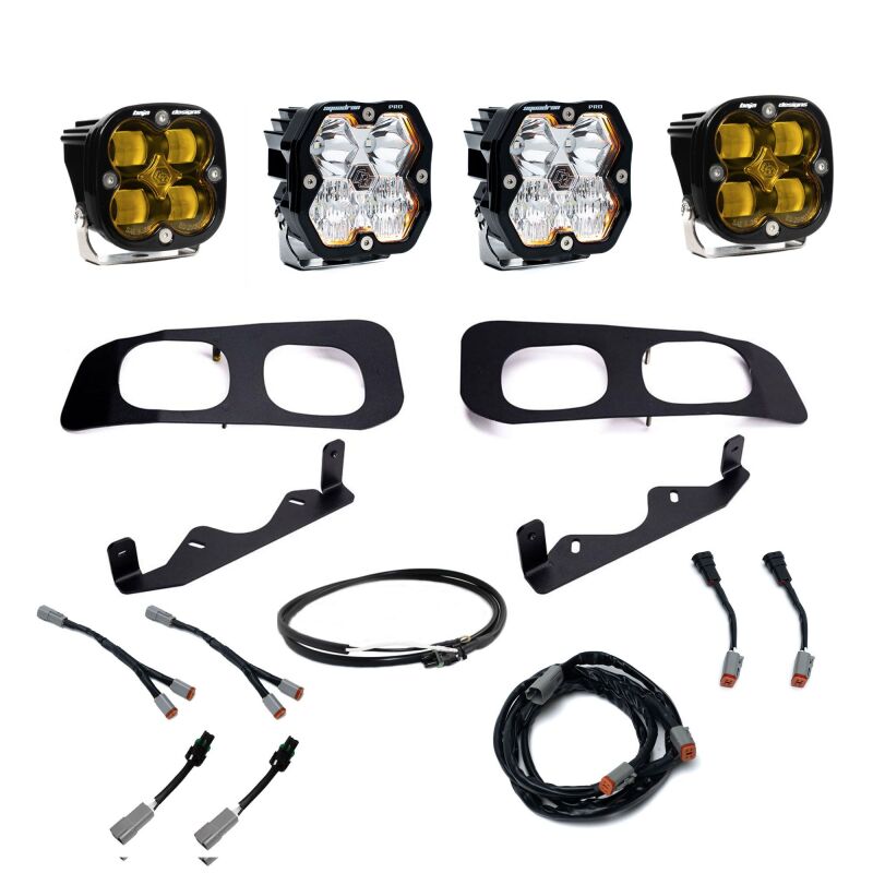 Baja Designs 2023+ Ford SD Squardon Pro/SAE 2.0 Dual Fog Pocket Kit Upfitter (SAE Fog) - Baja Amber