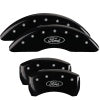 MGP 4 Caliper Covers Engraved Front & Rear 24-25 Ford Mustang EcoBoost - Black w/ Oval Logo