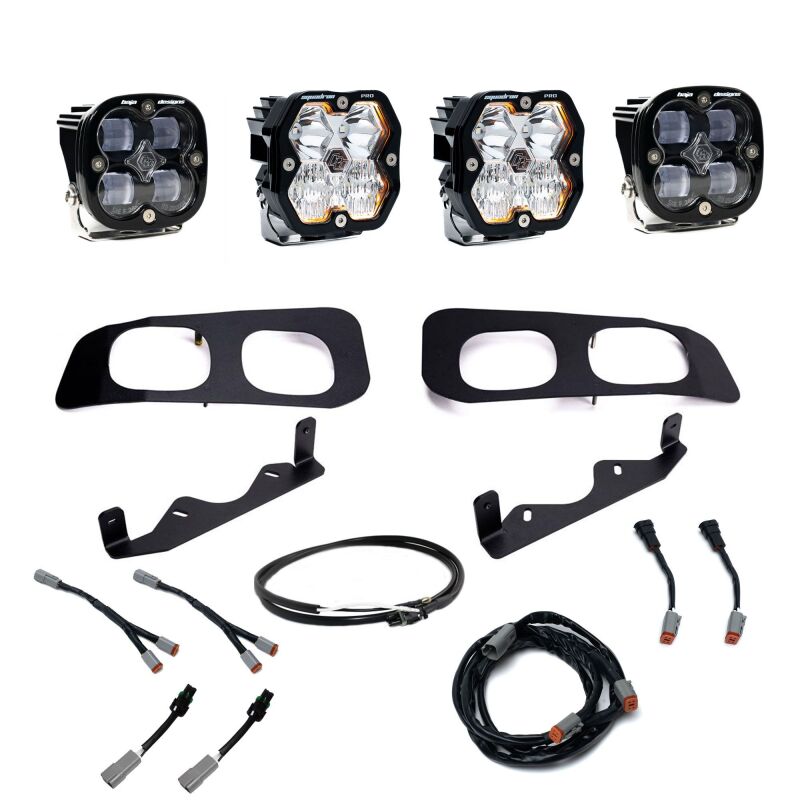 Baja Designs 2023+ Ford Super Duty Squadron Pro/SAE 2.0 Dual Fog Pocket Kit (SAE Fog) - Clear