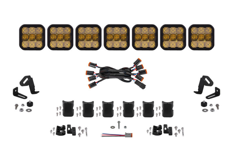 Diode Dynamics SS5 Pro Universal CrossLink 7-Pod Lightbar - Yellow Combo