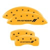 MGP 4 Caliper Covers Engraved Front & Rear With stripes/Avenger Yellow finish black ch