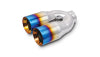 Vibrant 2.5in ID Dual 3.5in OD Round SS Tips (Double Wall, Straight Cut) with Burnt Blue Finish