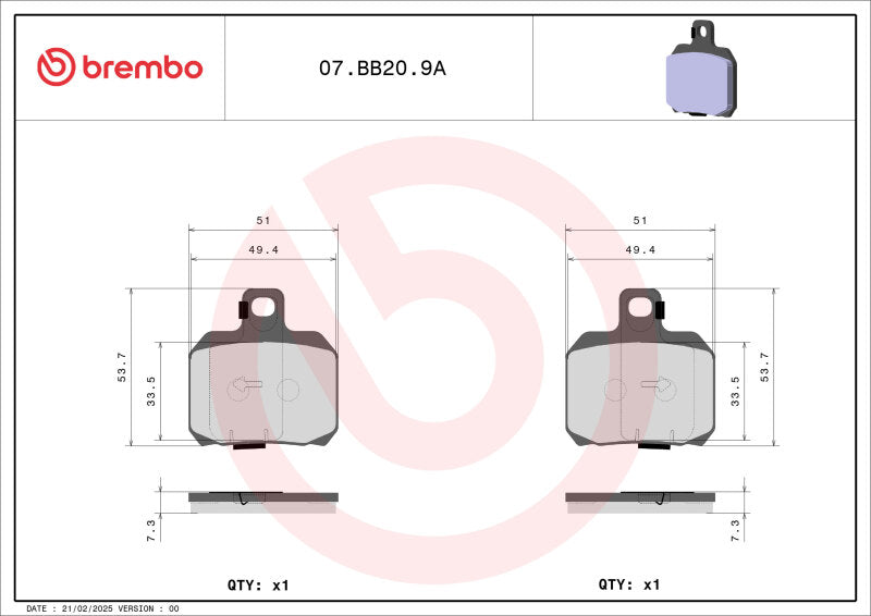 Brembo 1999 Bombardier Traxter 500 4x4 Auto Sinter Genuine Disc Brake Pad Set - Front