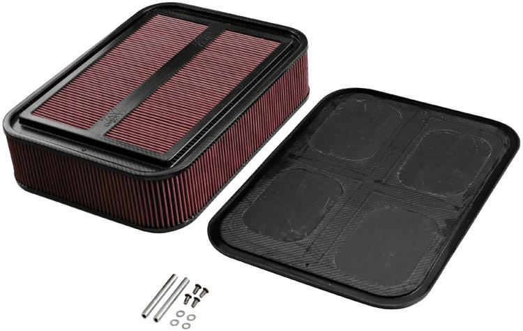 K&N Custom Racing Assembly Carbon Fiber 4in Air Box w/ Base and Hardware - Large