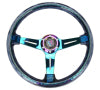 NRG Reinforced Steering Wheel (350mm / 2in. Deep) Matsuri Smoke Clear Acrylic w/ Neochrome Spoke
