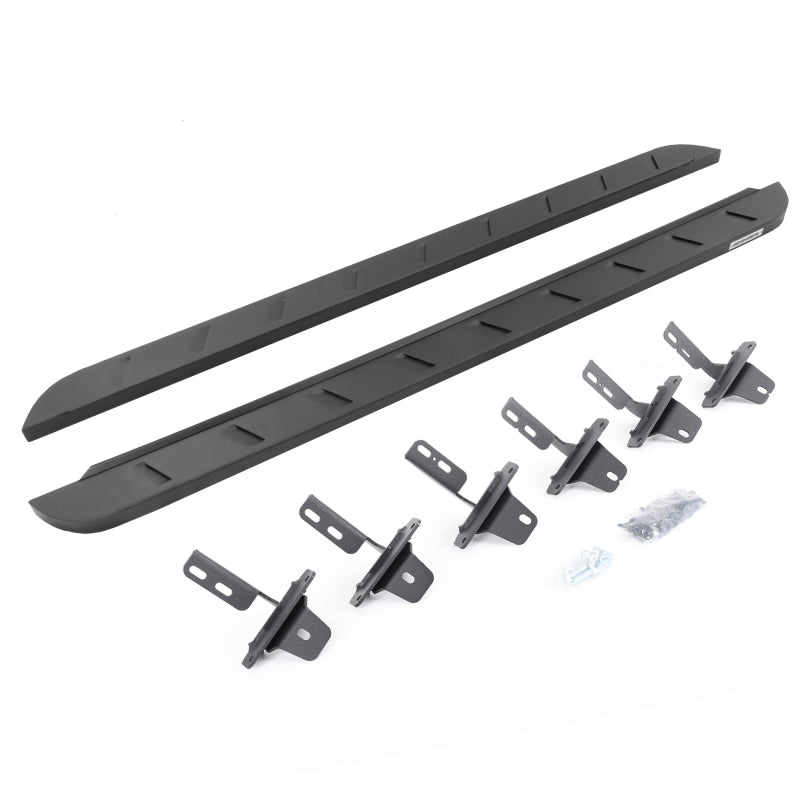 Go Rhino 21-22 Ford Bronco (Excl. Sport) 4DR RB10 Slim Running Boards Kit (w/Brackets) - Tex. Blk